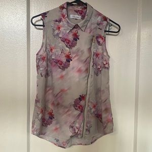 Authentic Calvin Klein rose print blouse